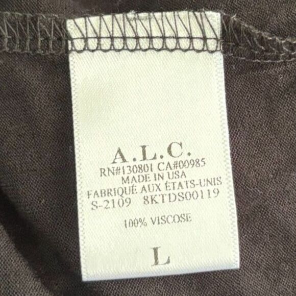 ALC Long Sleeve Ruched Solid Black Mini Dress Classic Cocktail LBD Size Large - Picture 7 of 7